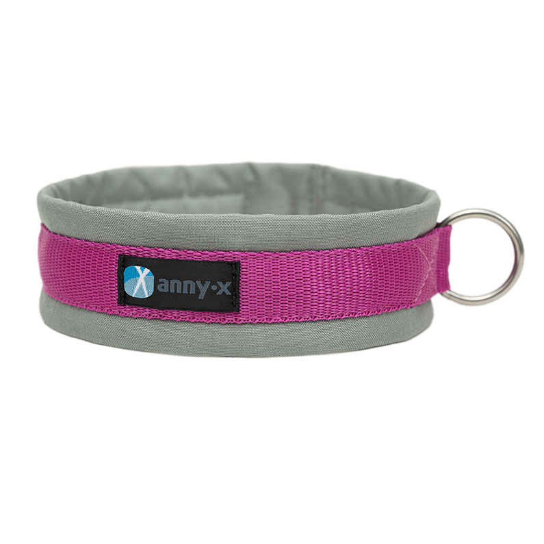 Anny·X Steckhalsband Fun Grau-Pink | Gepolstertes Hundehalsband | Größe 2 (27-33 cm)
