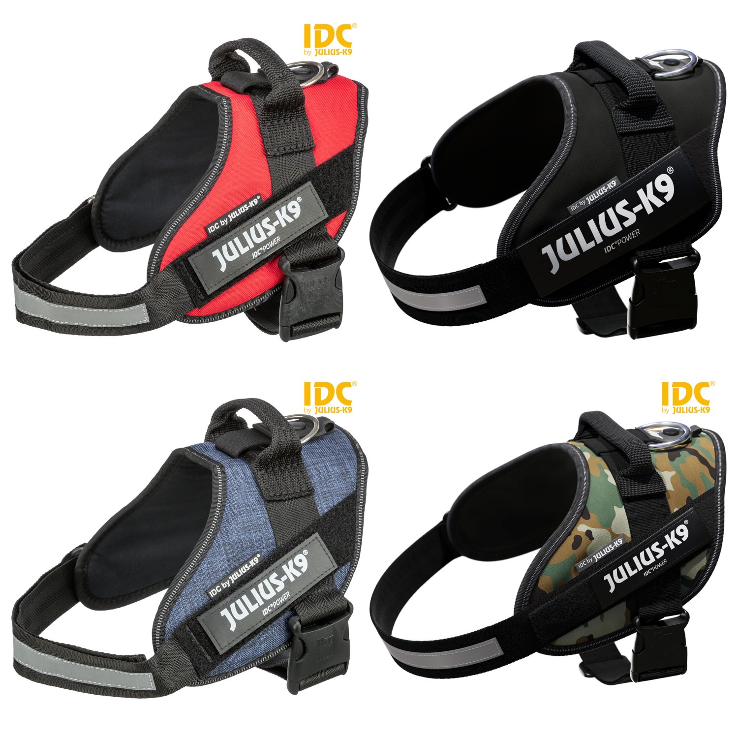 Julius-K9® IDC® Powergeschirr | Professionelles Hundegeschirr in Schwarz Gr. 1 / L (Brustumfang 66-85 cm)
