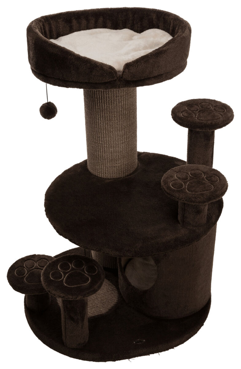 Trixie Kratzbaum Emil | Kratzbaum für Senior-Katzen mit Aufstiegshilfen | Farben Braun-Beige | Maße 69x59x96 cm