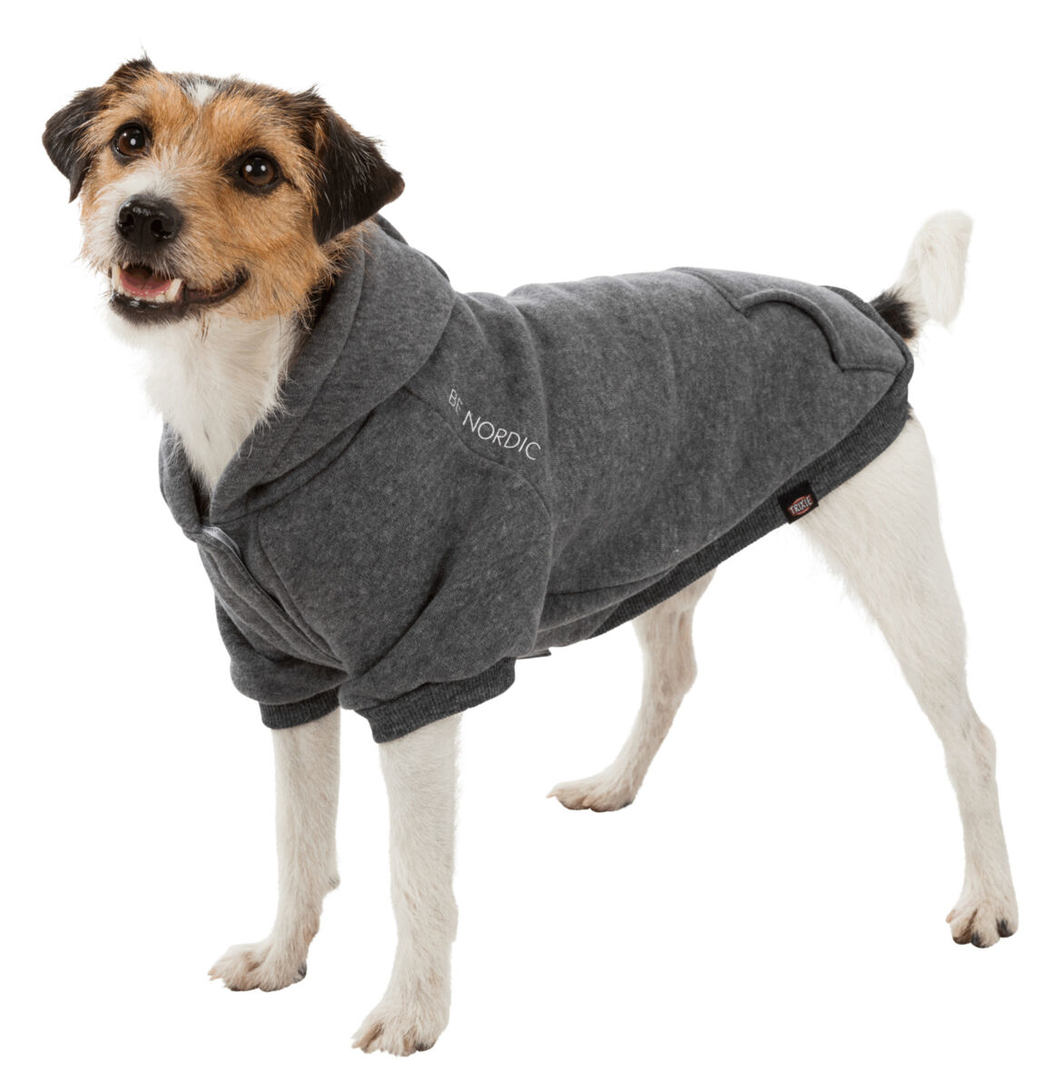 Trixie Hundepulli BE NORDIC Hoodie Flensburg | Hundepullover mit Kapuze | Farbe Grau - Gr. M 50 cm Rückenlänge