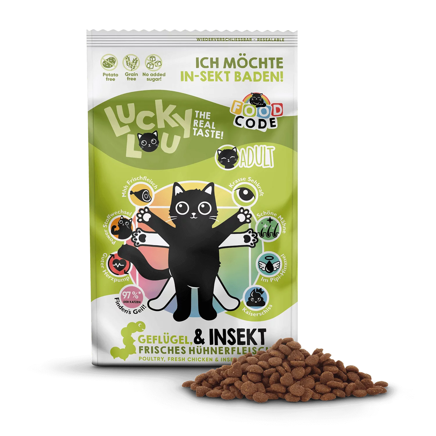 Lucky Lou® Food Code Adult Probier-Paket | Premium Trockenfutter für Katzen (4 Sorten, je 750 g)