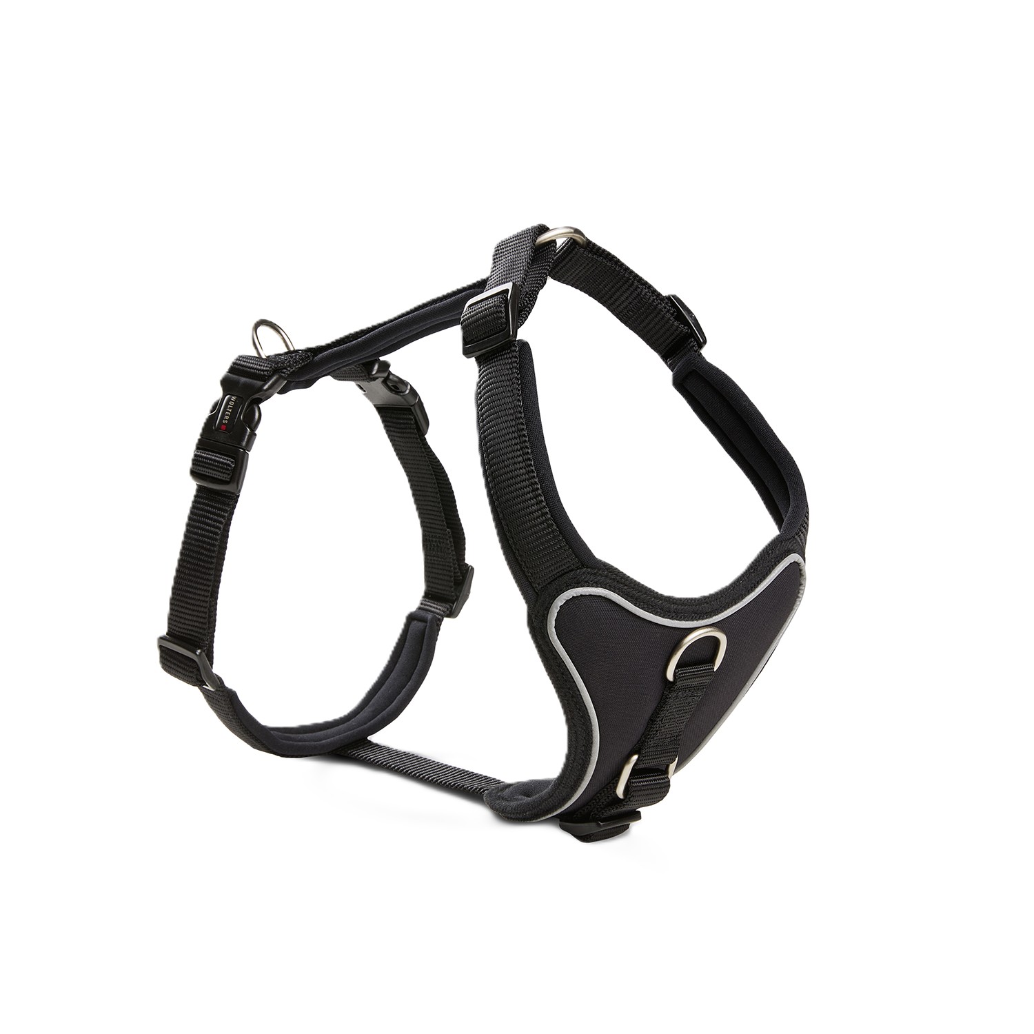 WOLTERS Professional Comfort Hundegeschirr | Brustgeschirr mit Neopren-Polsterung | Schwarz-Schwarz - Gr.-1 (27-32 cm) - Breite 15 mm