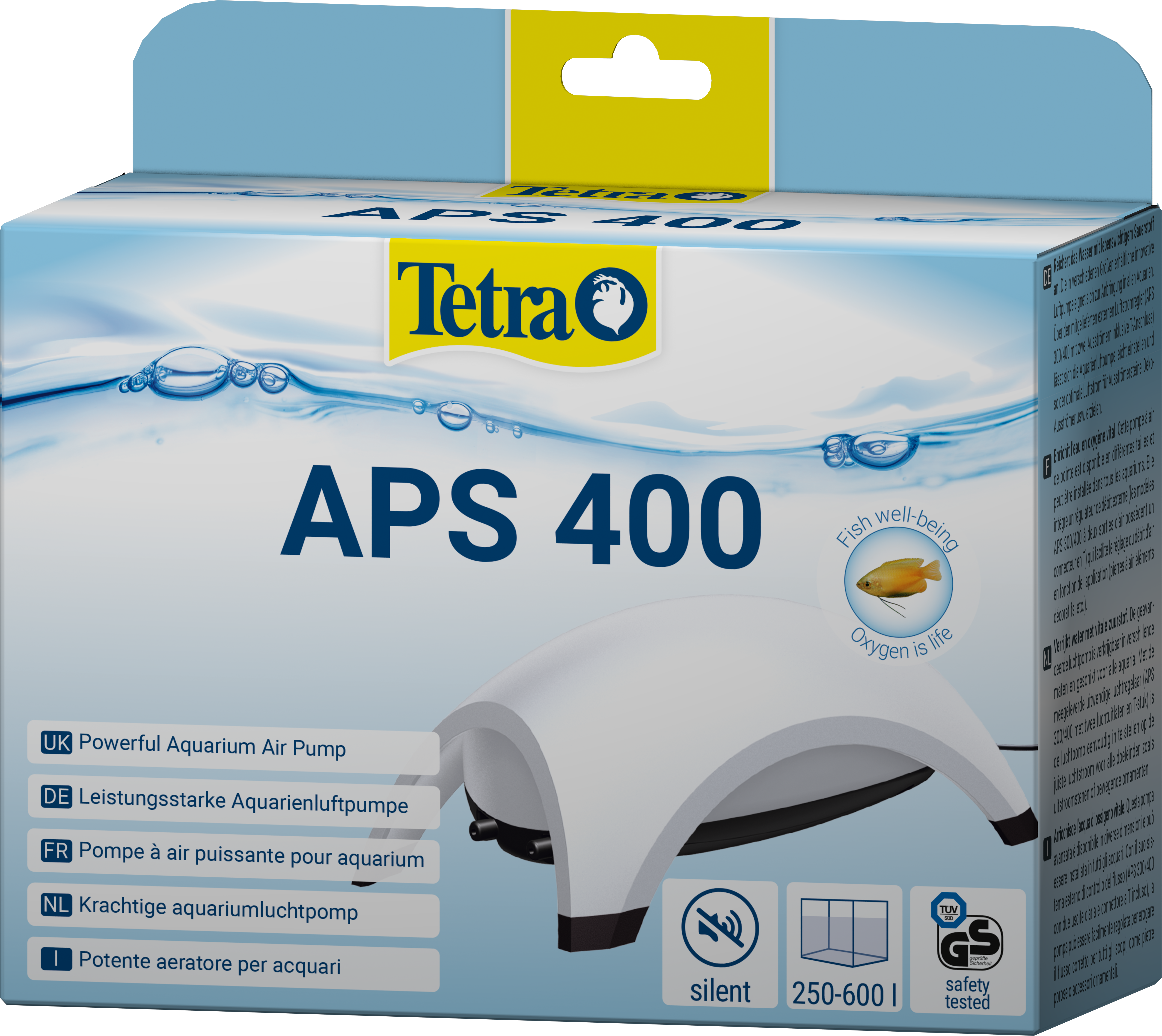 Tetra APS Aquarienluftpumpe bis 600 l Aquariumgröße | Extrem leise & leistungsstark | APS400 Weiß