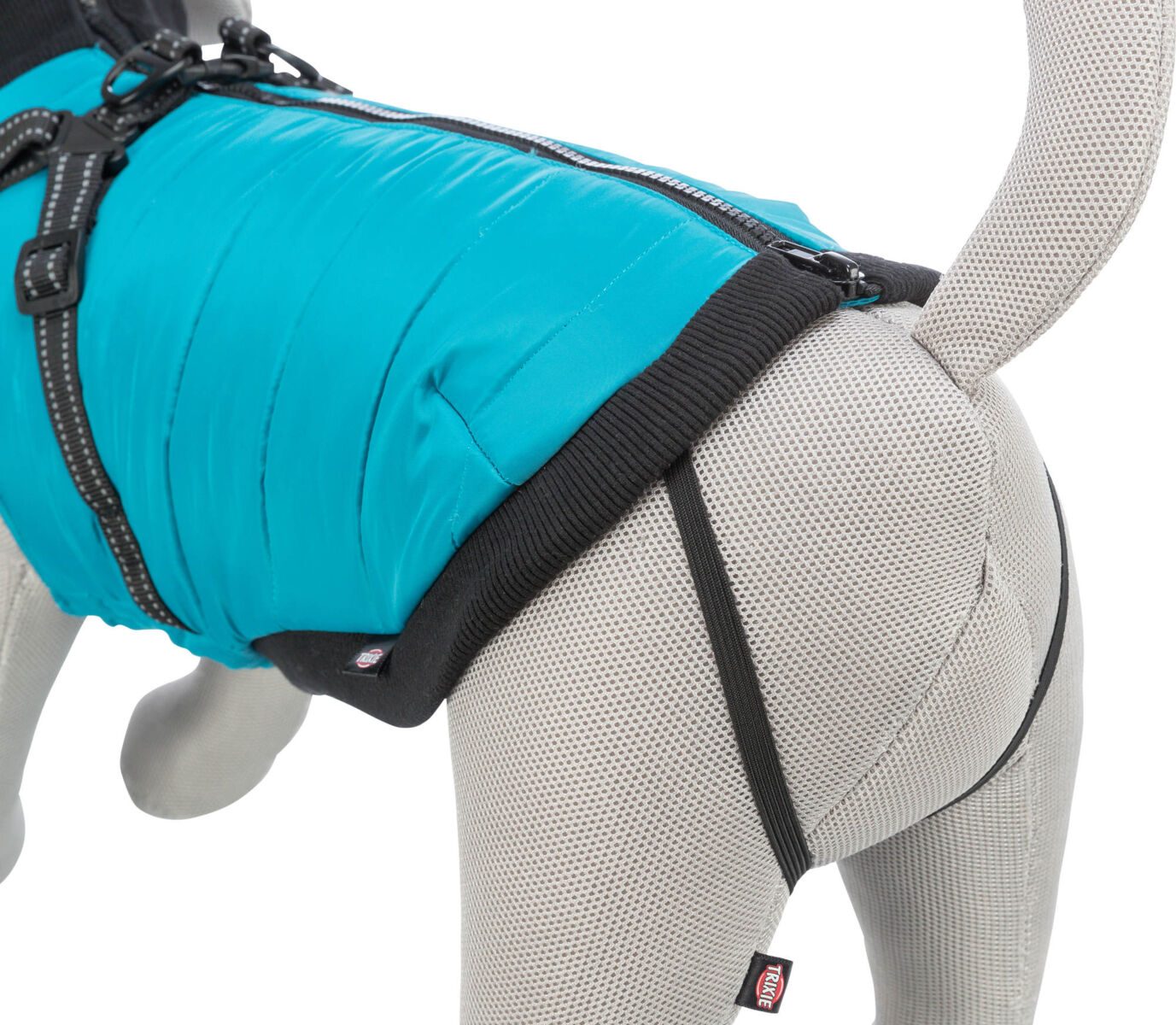 Trixie Wintermantel Pontis | Geschirr-Mantel für Hunde – warm, wasserabweisend | Farbe Aqua - Gr. XS 24 cm Rückenlänge