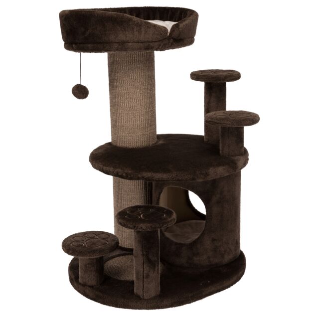 Trixie Kratzbaum Emil | Kratzbaum für Senior-Katzen mit Aufstiegshilfen | Farben Braun-Beige | Maße 69x59x96 cm