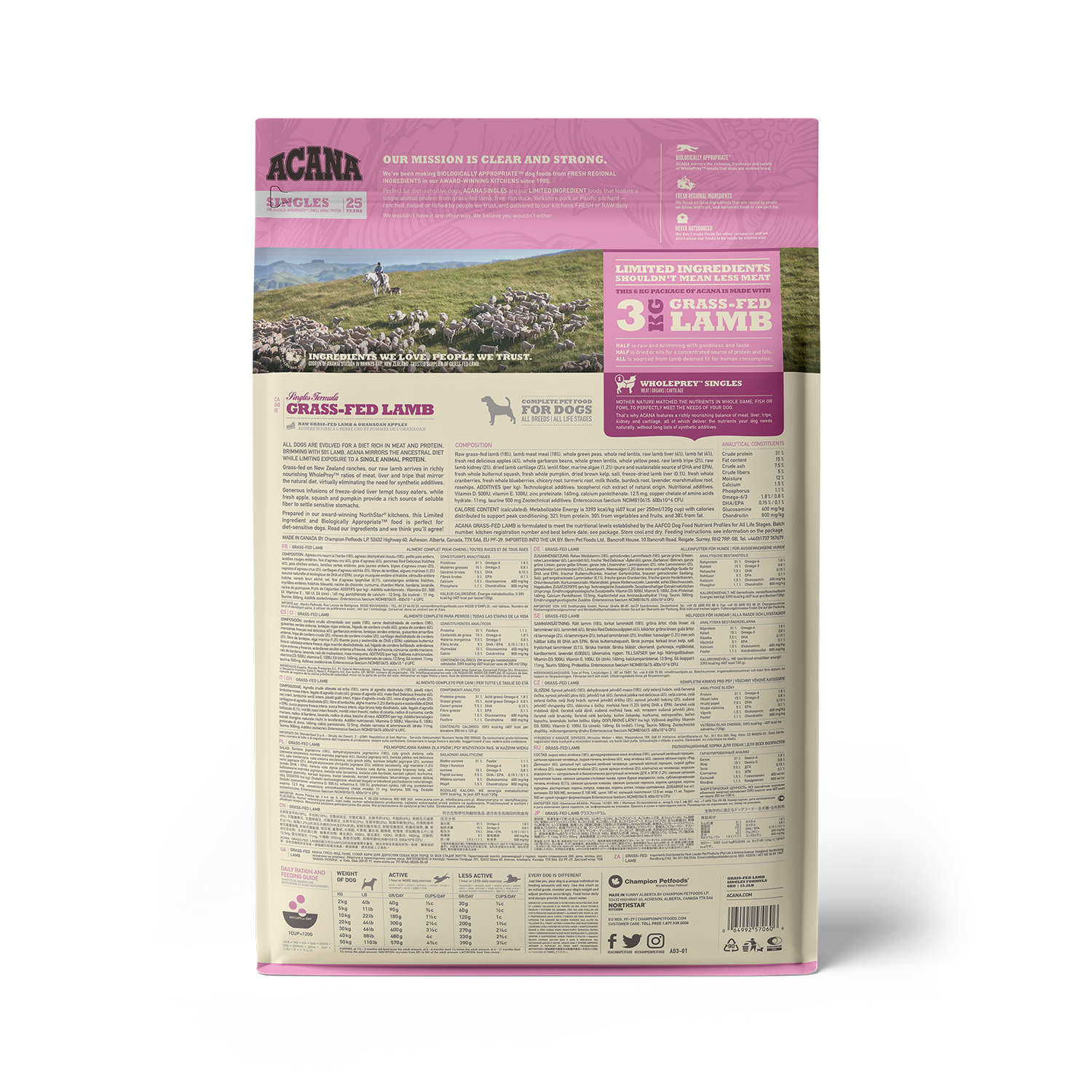 ACANA™ Dog Grass-Fed Lamb | Alleinfuttermittel für ausgewachsene Hunde | 6 kg