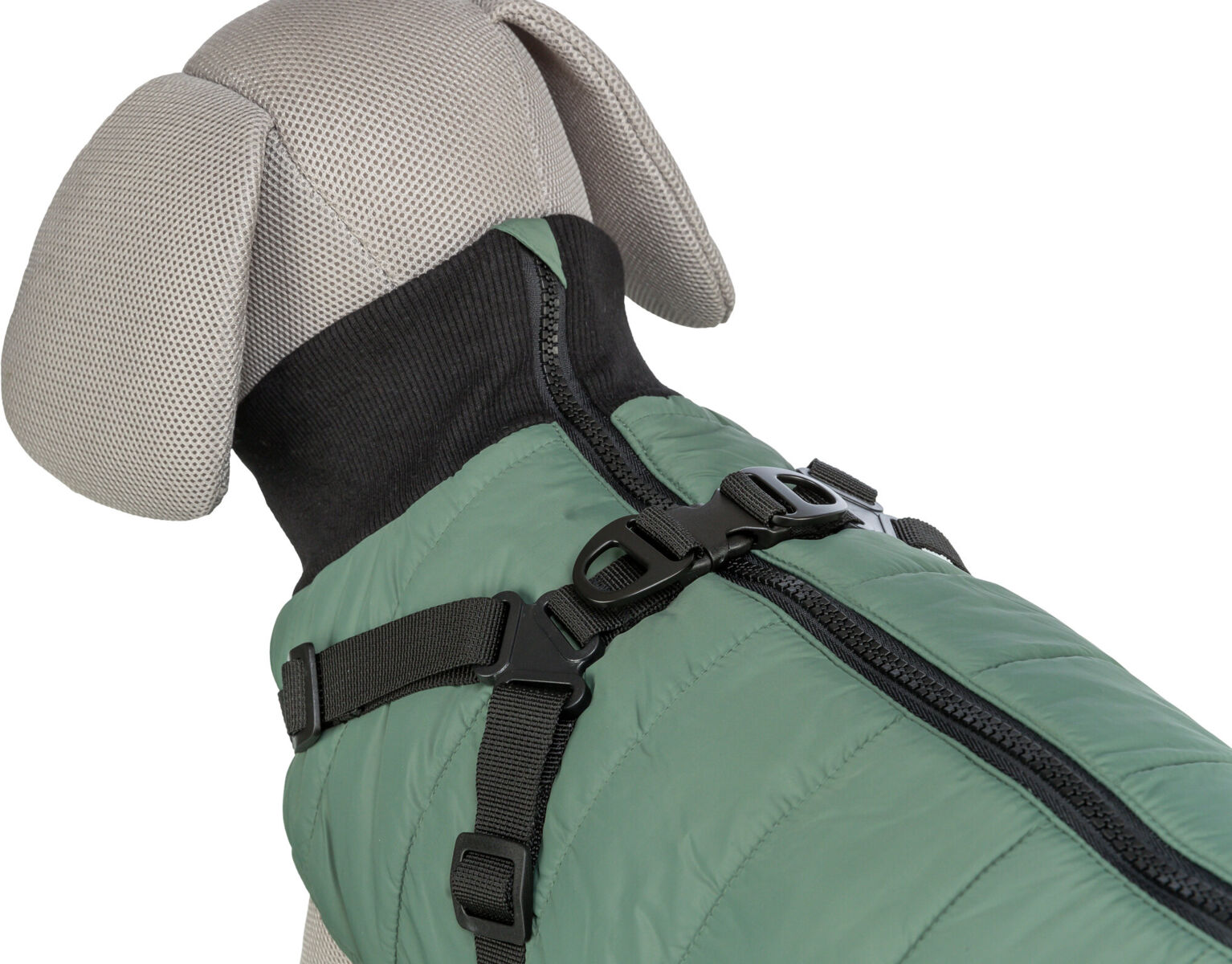 Trixie Wintermantel Pontis | Geschirr-Mantel für Hunde – warm, wasserabweisend | Farbe Salbei - Gr. XS 24 cm Rückenlänge