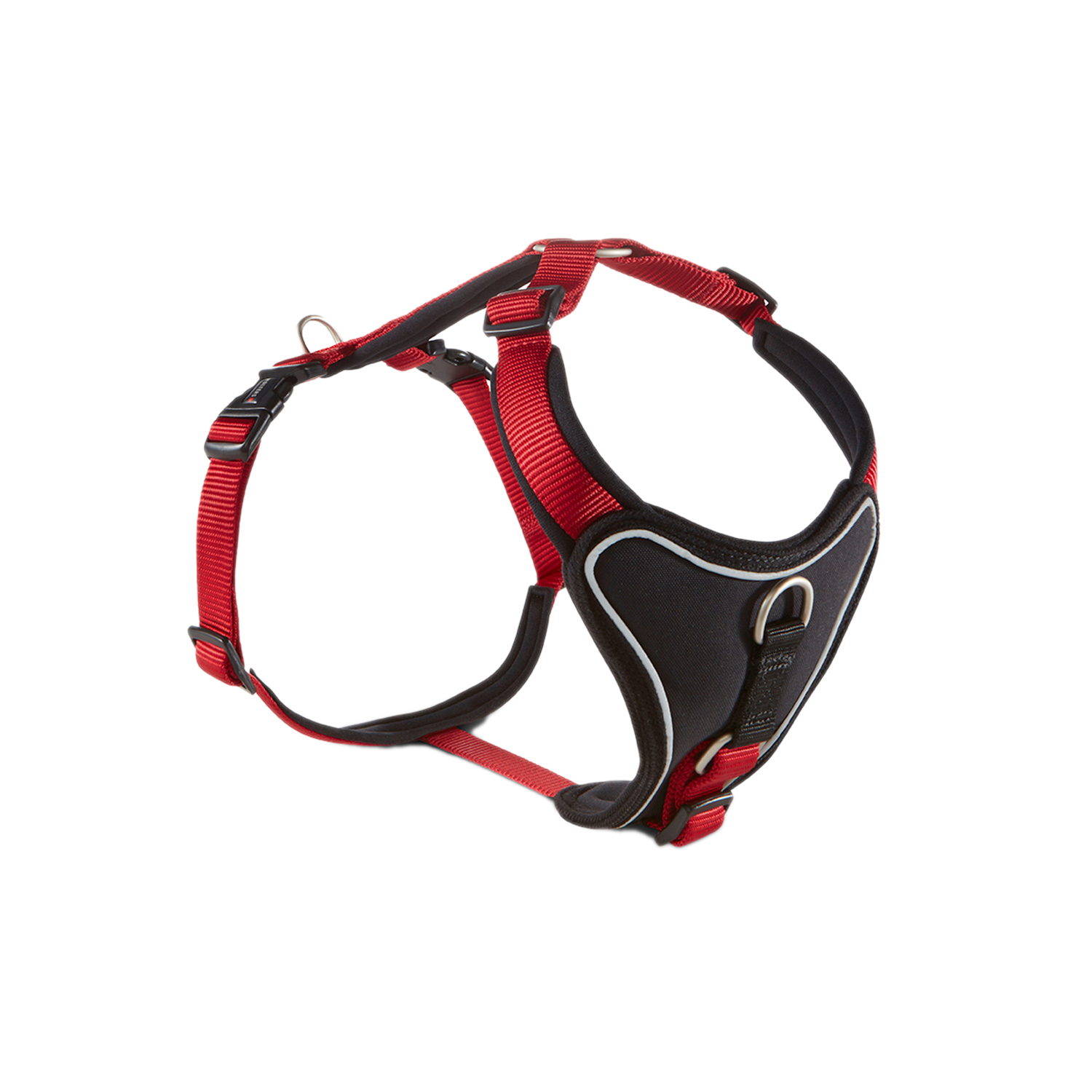 WOLTERS Professional Comfort Hundegeschirr | Brustgeschirr mit Neopren-Polsterung | Rot-Schwarz - Gr.-1 (27-32 cm) - Breite 15 mm