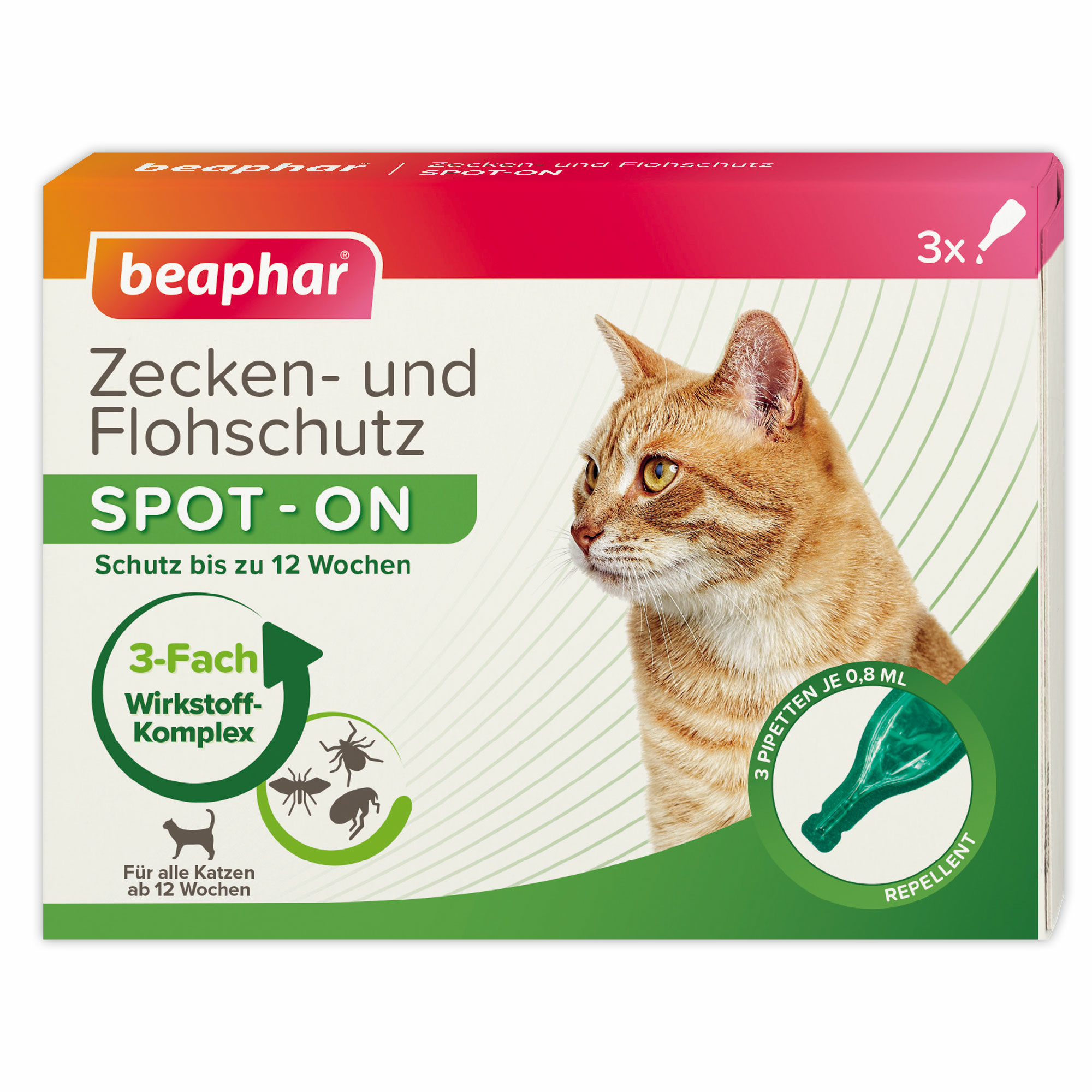 Beaphar Zecken- und Flohschutz SPOT-ON | 3 x Pipette 0,8 ml | für Katzen