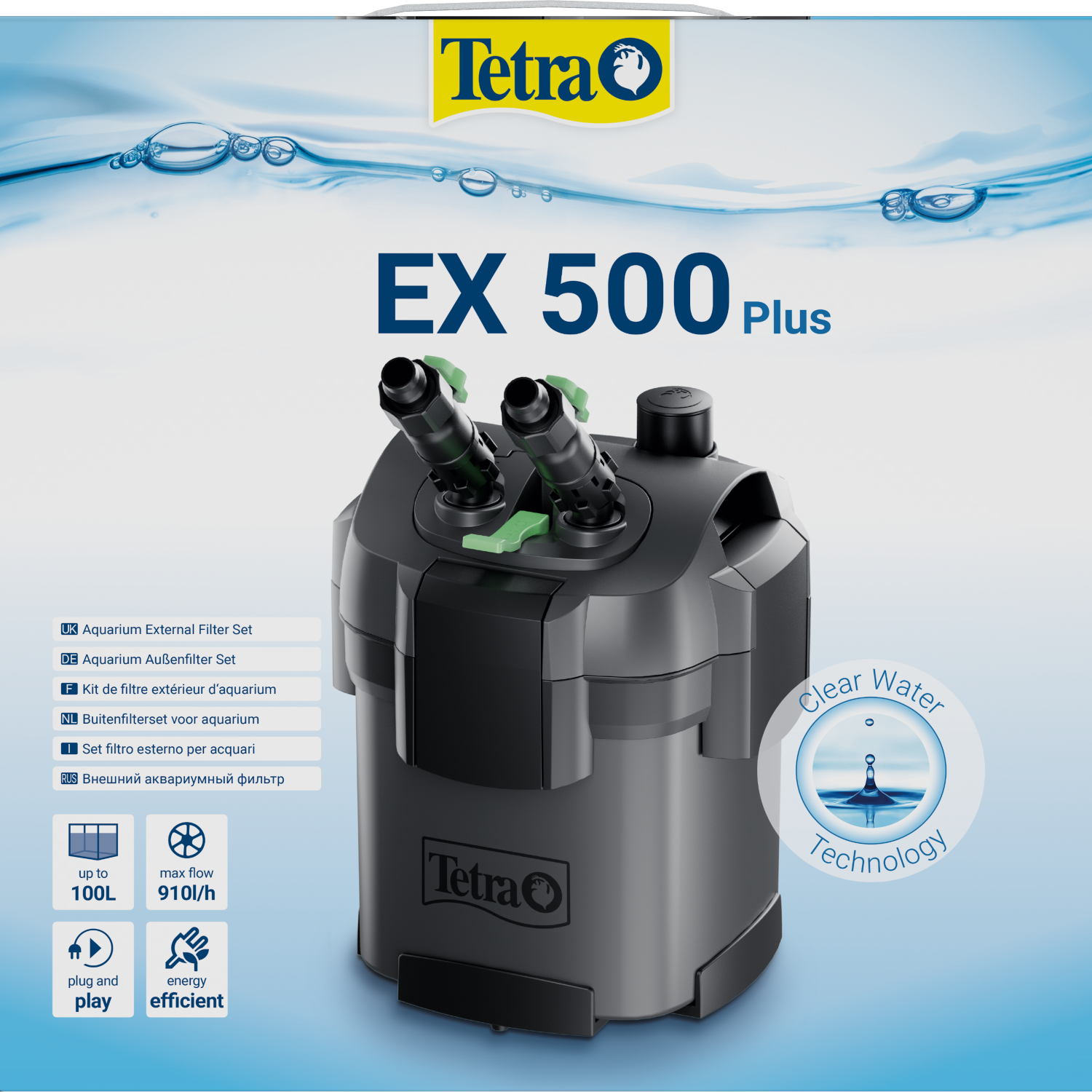Tetra Aquarium Außenfilter EX Plus Serie | leistungsstarker Filter für Einsteiger Aquarien bis 100 l | EX 500