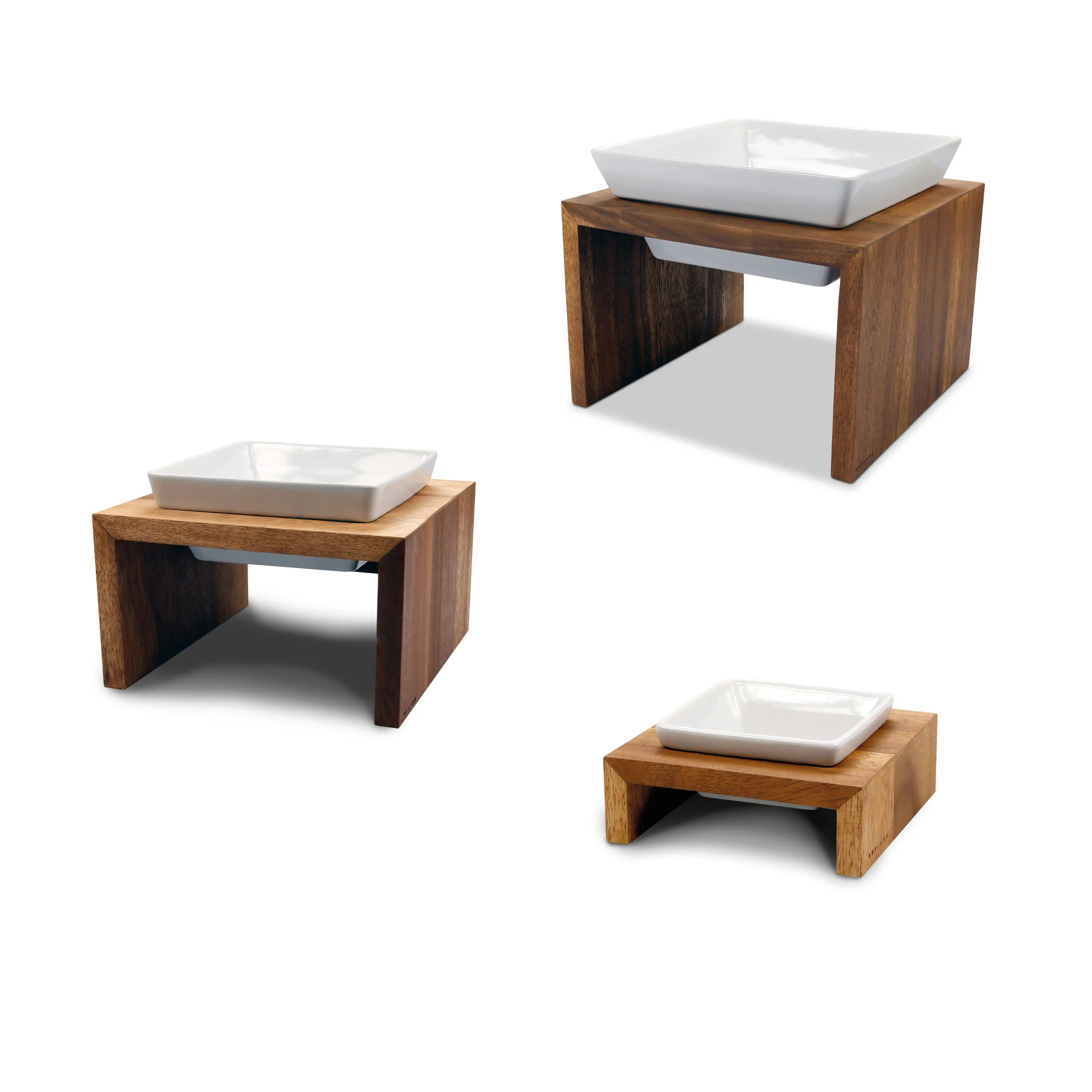 Wolters Meshidai True Einzelnapf | Holzgestell mit Futterschale aus Keramik | Farbe Teak - Einzelnapf 0,2 l