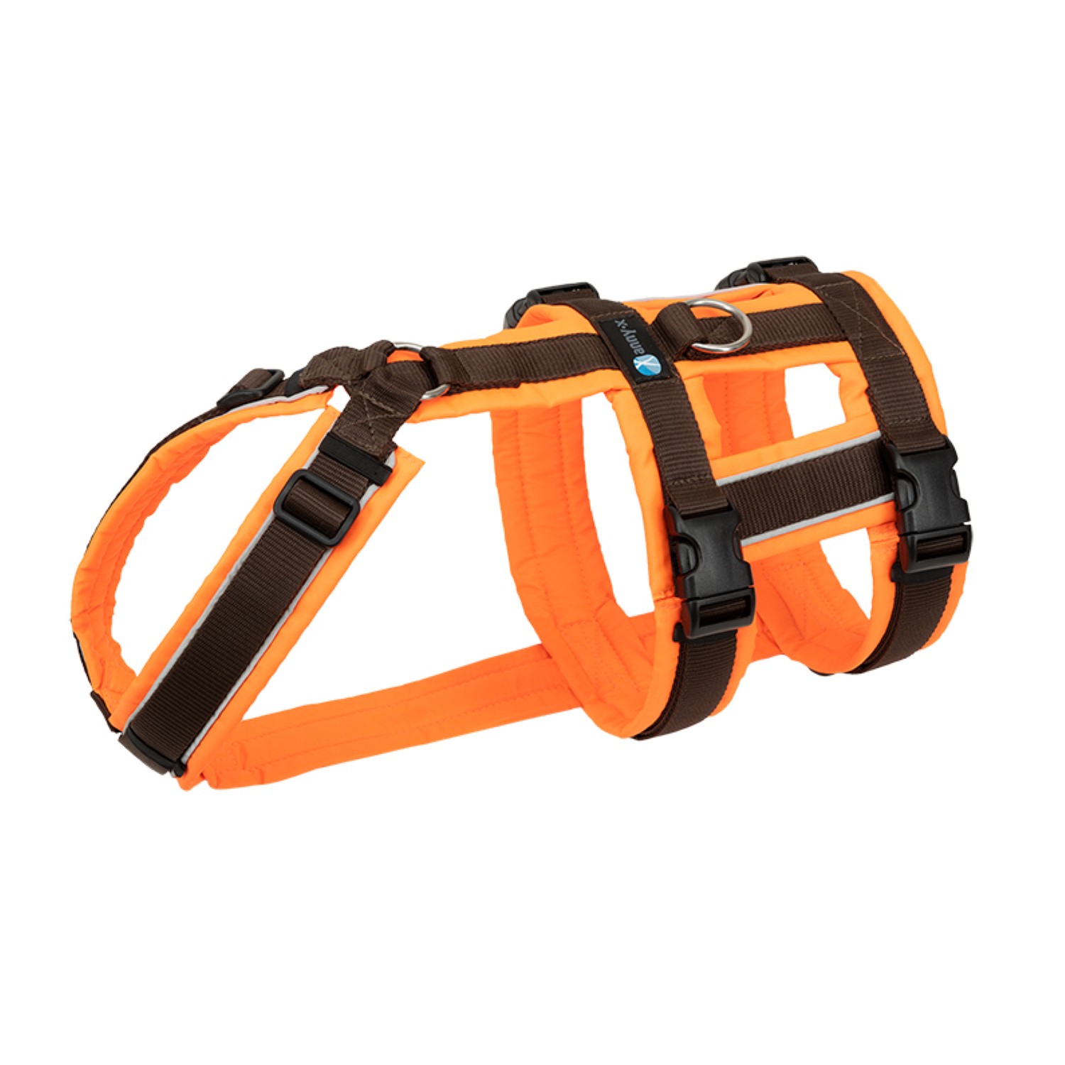 Anny-X Brustgeschirr Safety Protect Leuchtorange-Braun | Sicherheits-Hundegeschirr Größe XXS (Brustumfang 36 - 42 cm)