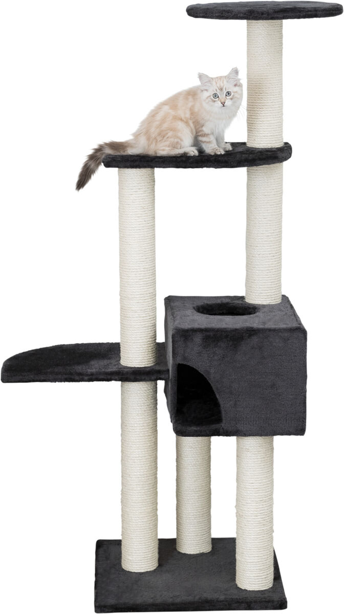 Trixie Kratzbaum Alicante | kompakter Katzenkratzbaum mit Höhle | Farbe Anthrazit | Maße 45x45x142 cm