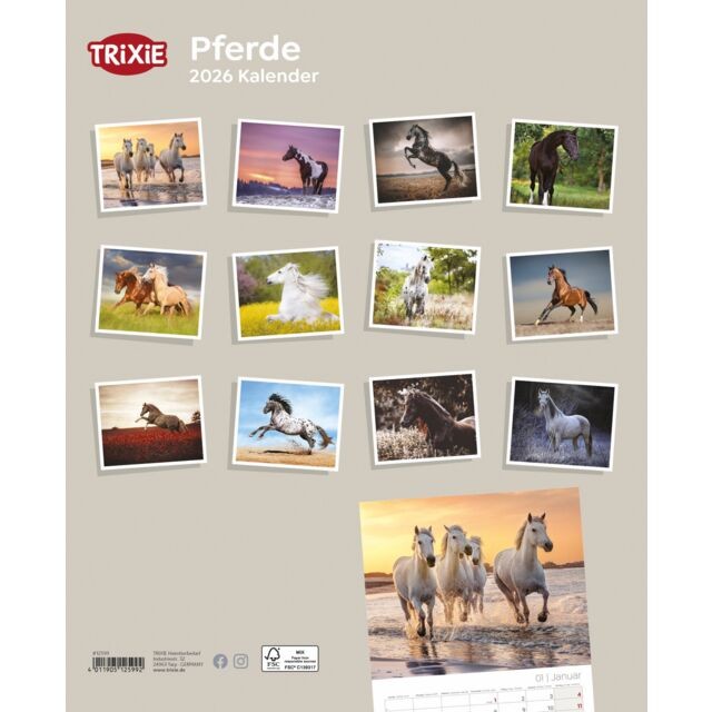 Trixie Motivkalender 2026 | Jahreskalender mit verschiedenen Motive und Themen | Kalender Pferde