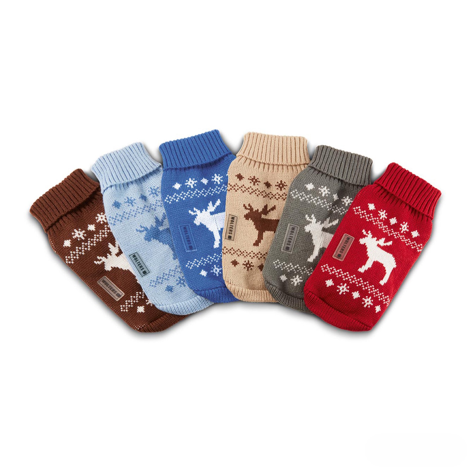Wolters Strickpullover Elch Breite Brust | Hundepullover Pullover für Mops, Bulli & Co. | Verschiedene Farben und Größen