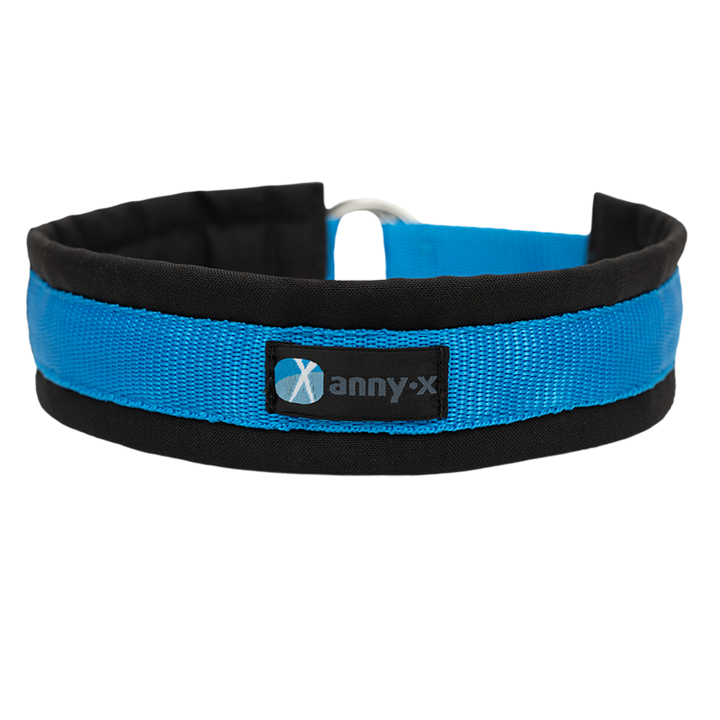 Anny·x Zugstopphalsband Fun Schwarz-Blau | Bequemer Sitz ohne Schliessen | Größe 2 (27-33 cm)