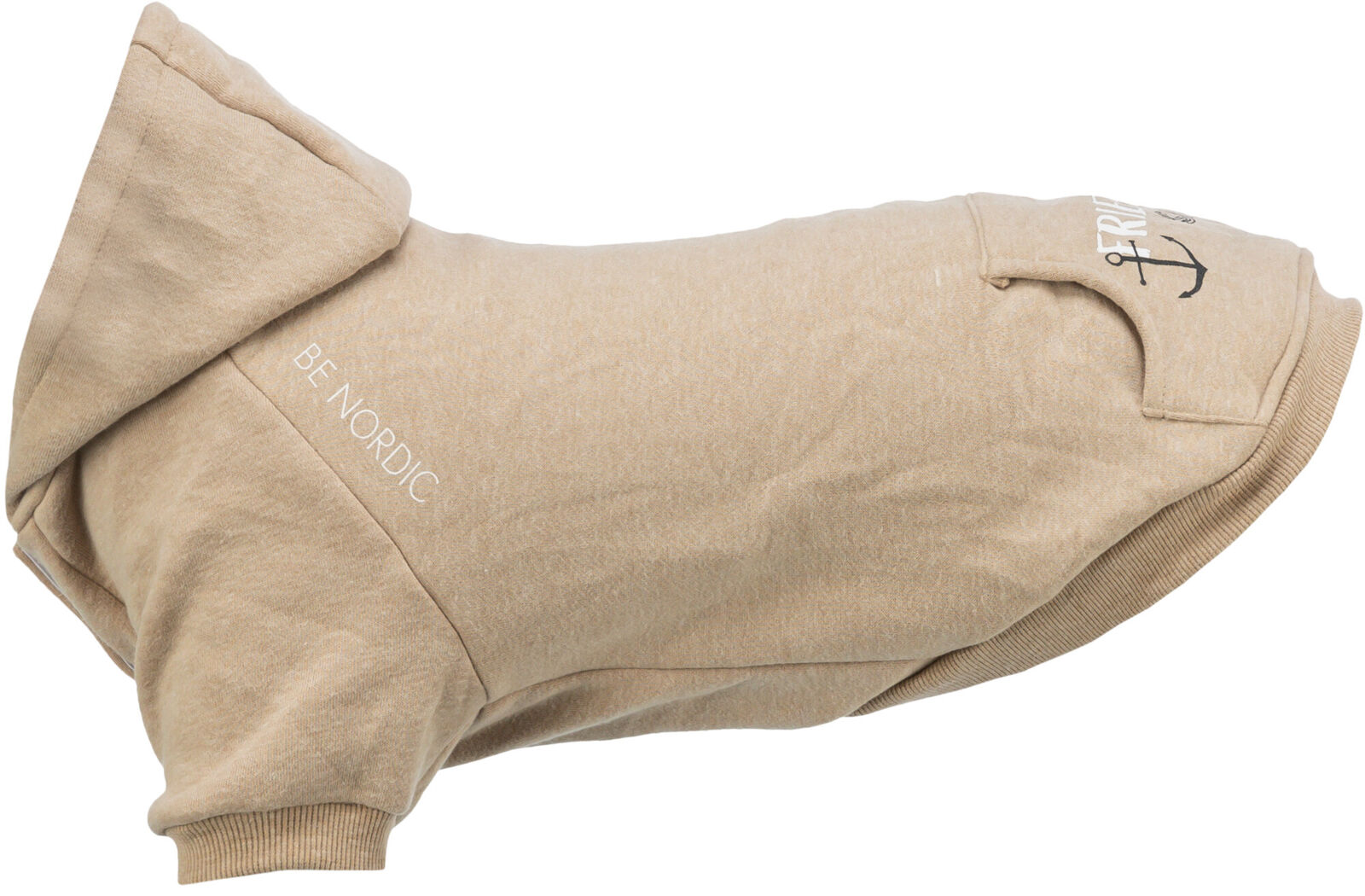 Trixie Hundepulli BE NORDIC Hoodie Flensburg | Hundepullover mit Kapuze | Farbe Sand - Gr. XS 27cm Rückenlänge
