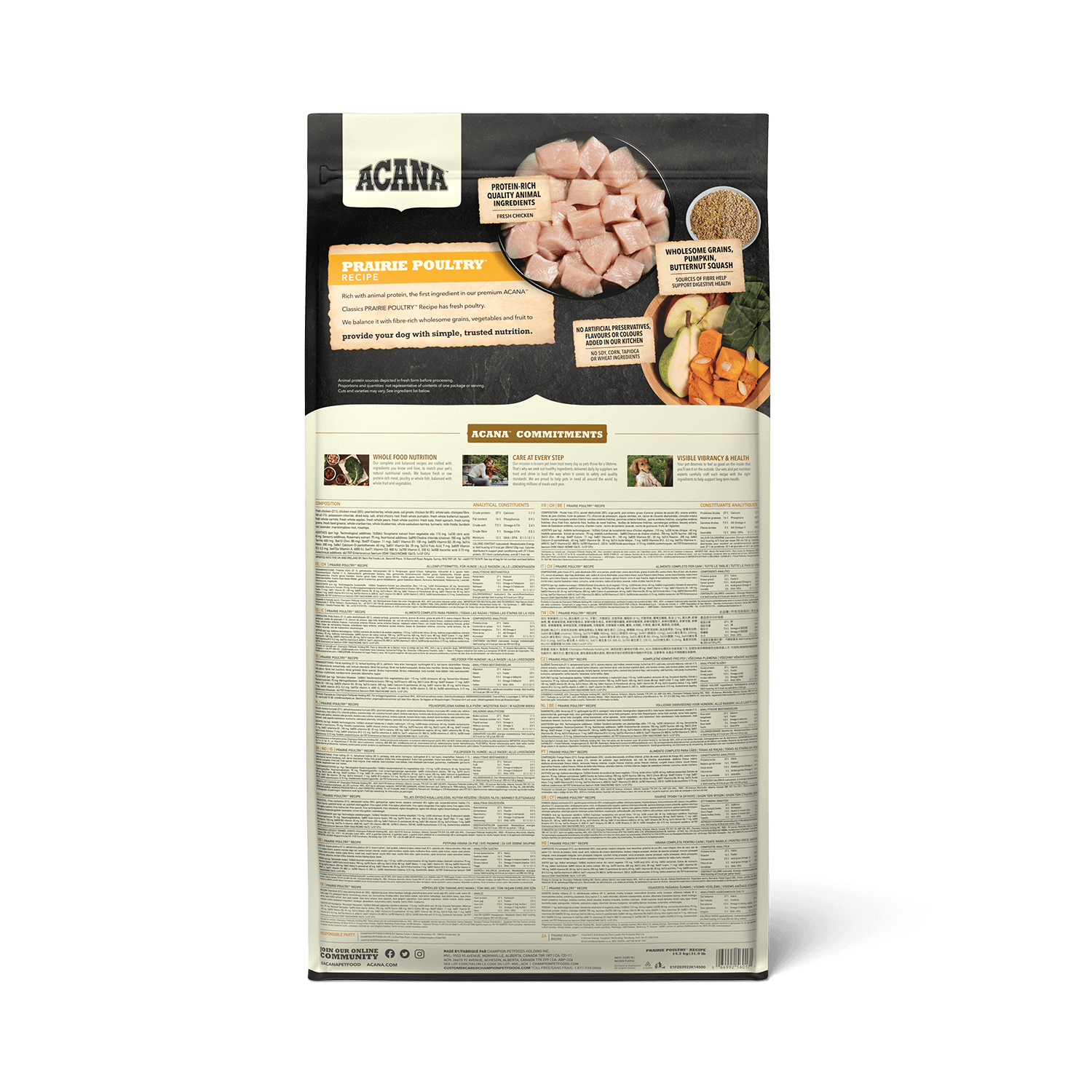 ACANA™ Dog Prairie Poultry | Alleinfuttermittel für ausgewachsene Hunde | 14,5 kg