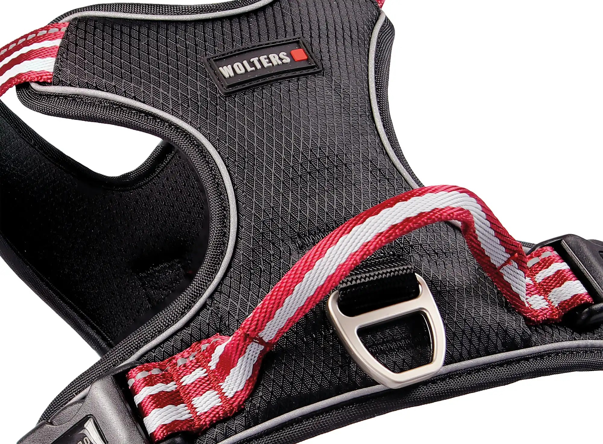 WOLTERS Active Pro Hundegeschirr | Leicht, komfortabel & sicher | Rot-Silber | Gr. 1 (40 - 47,5 cm) - Breite 15 mm