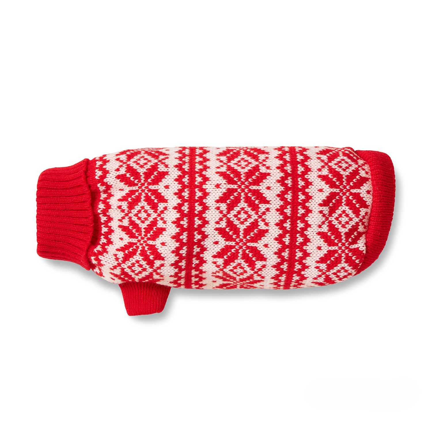 Wolters Strickpullover Thore Rot-Weiß | Hundepullover mit festlichen Strickmuster | Gr. 20 (Rückenlänge 19 - 21 cm)