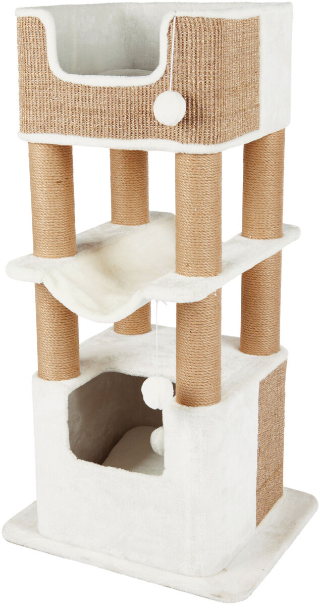 Trixie Kratzbaum XXL Lucano | besonders für große Katzen geeignet | Farben Weiß-Taupe  Höhe 110 cm