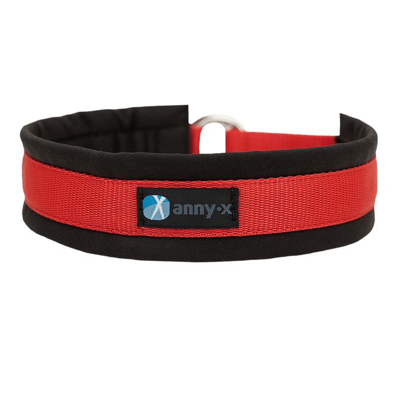 Anny·x Zugstopphalsband Fun Schwarz-Rot | Bequemer Sitz ohne Schliessen | Größe 2 (27-33 cm)