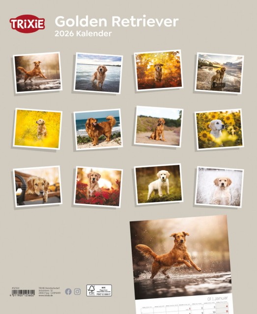 Trixie Motivkalender 2026 | Jahreskalender mit verschiedenen Motive und Themen | Kalender Golden Retriever
