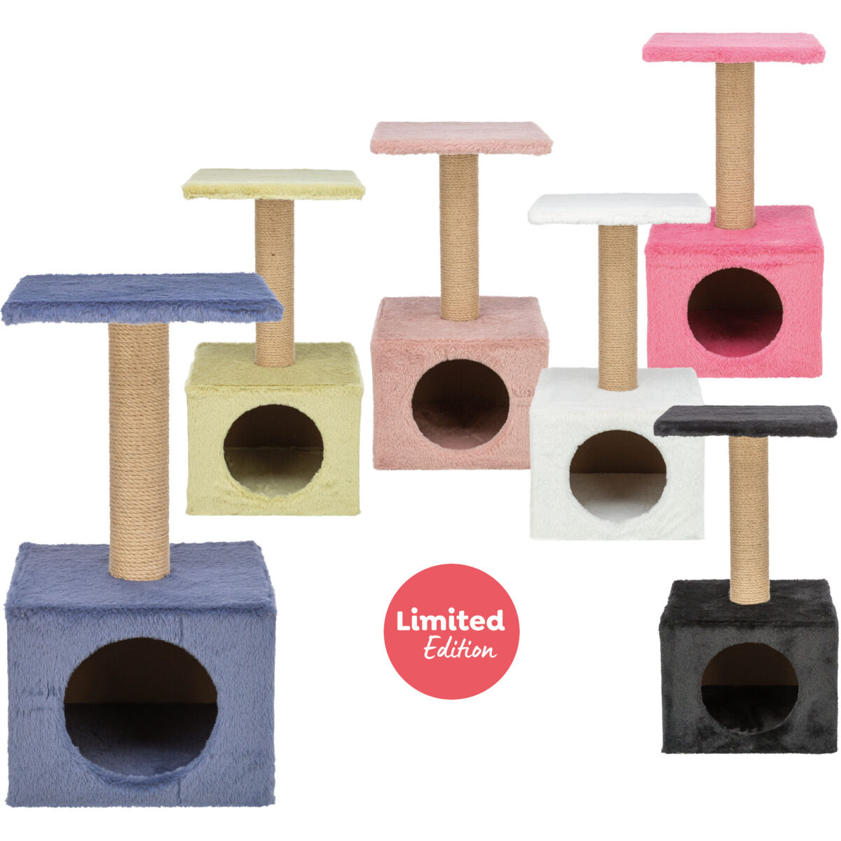 Trixie Kratzbaum Zamora – Kompakter Katzenkratzbaum mit Höhle | Farbe Blau - Abmessungen 31 x 31 x 60 cm