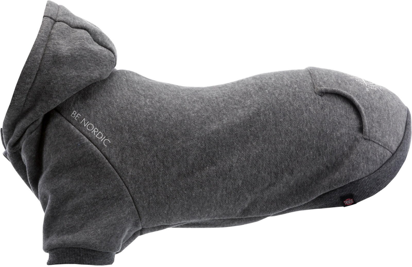 Trixie Hundepulli BE NORDIC Hoodie Flensburg | Hundepullover mit Kapuze | Farbe Grau - Gr. M 50 cm Rückenlänge
