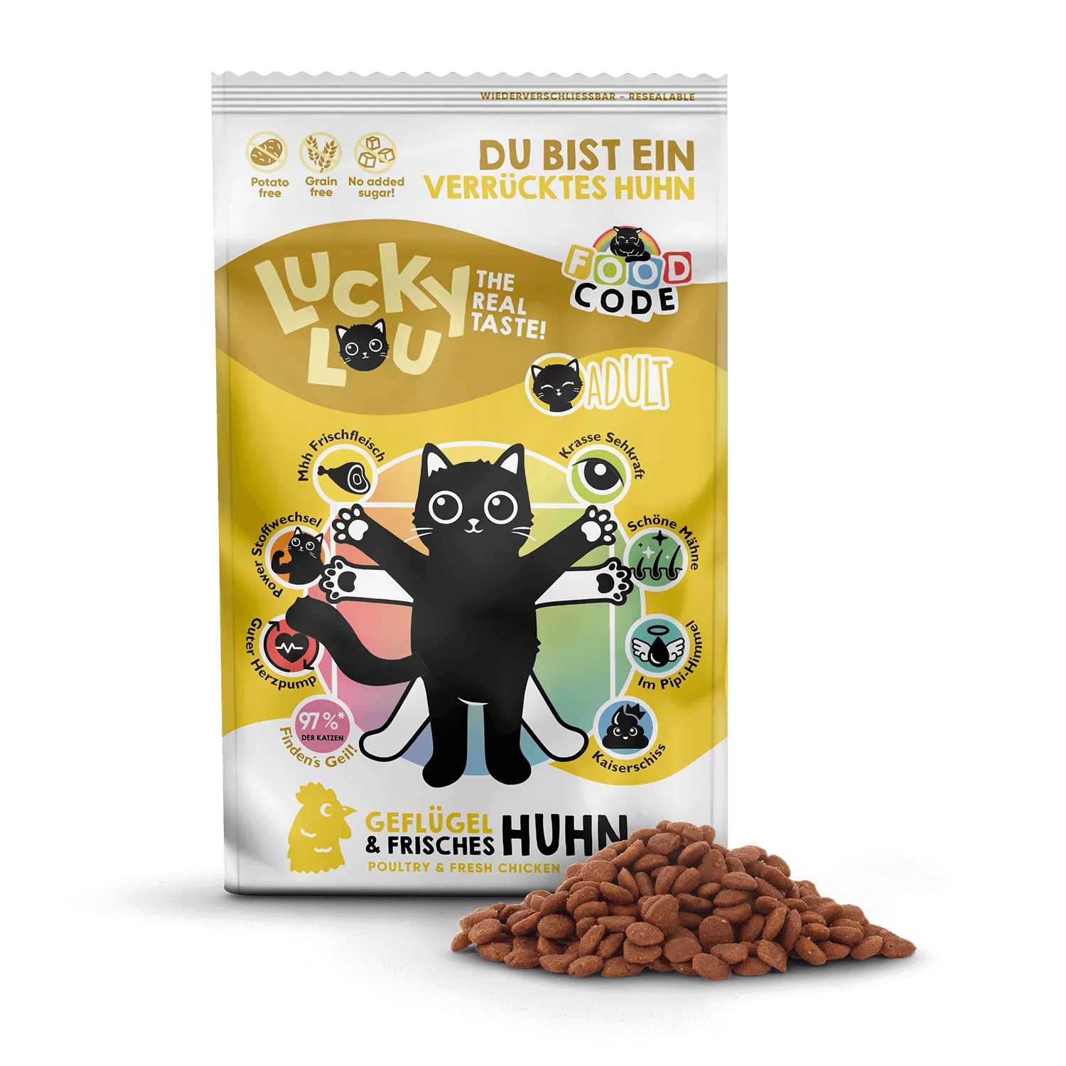 Lucky Lou® Food Code Adult Probier-Paket | Premium Trockenfutter für Katzen (4 Sorten, je 750 g)