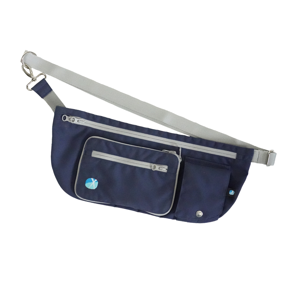ANNYX Skewbag Marine-Silber | Praktische Gassi- und Freizeittasche mit abnehmbarer Leckerchentasche