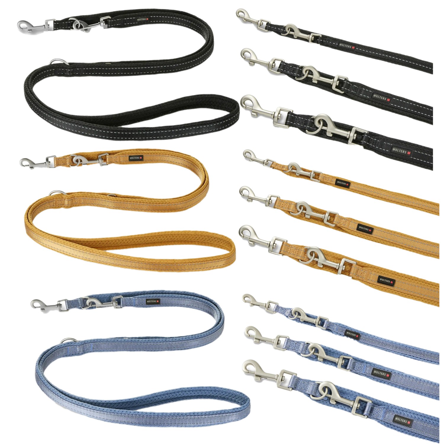 Wolters Light Mesh Führleine | Hundeleine leicht, weich & flexibel | Farbe Jeans - Größe 200 cm x 15 mm