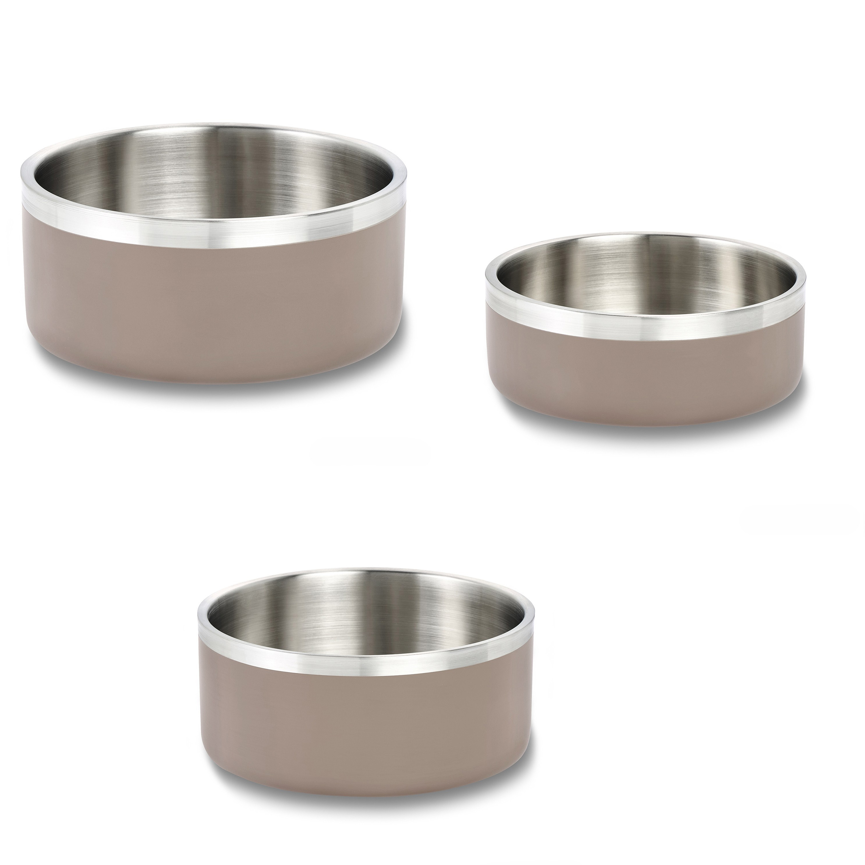 Wolters Linea Hundenapf aus Edelstahl | rutschfester Futternapf in modernem Design | Farbe Zimt - Größe S (0,55 l)