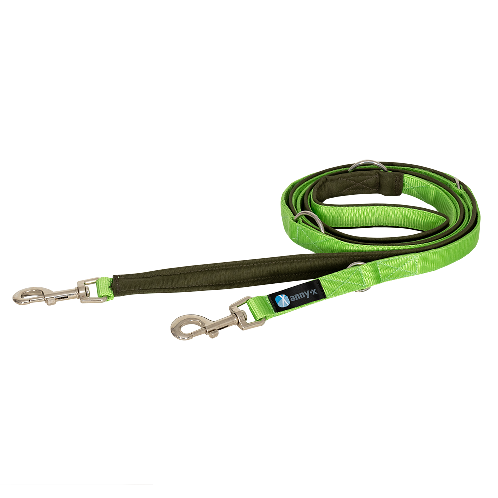 Anny·X Führleine Bolt Fun | verstellbare Hundeleine | gepolsterte Leine mit Bolzenkarabiner | Größe Classic- Farbe Oliv-Hellgrün