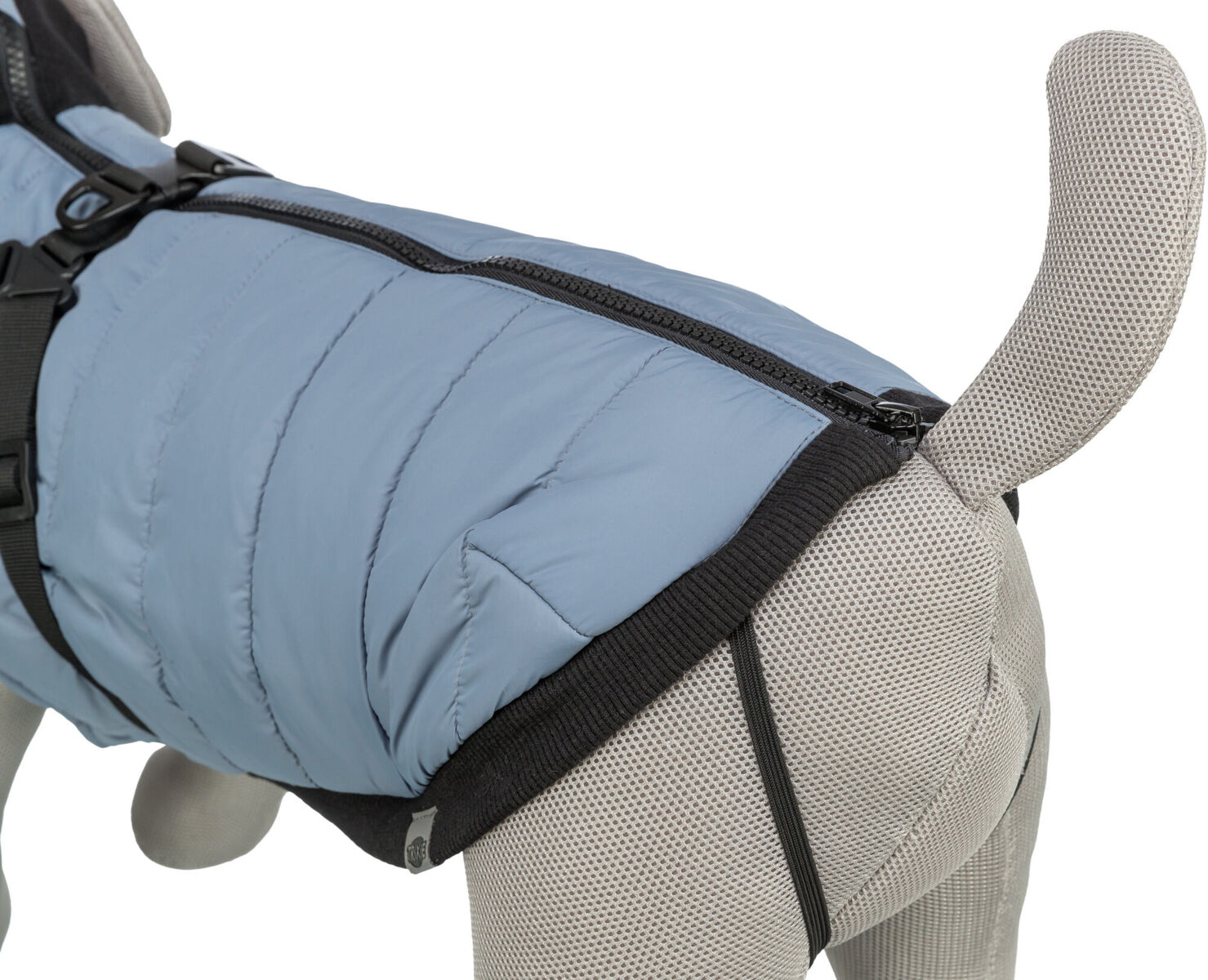 Trixie Wintermantel Pontis | Geschirr-Mantel für Hunde – warm, wasserabweisend | Farbe Graublau - Gr. XS 24 cm Rückenlänge