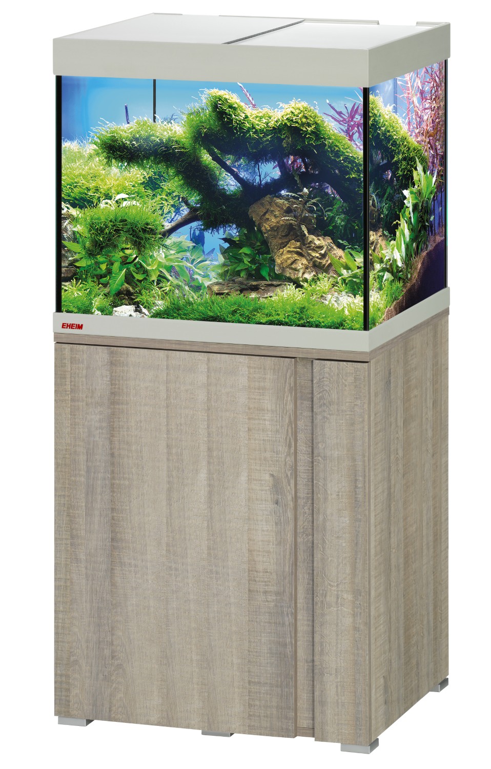 EHEIM vivalineLED 150 | Aquarium-Komplettset – All-Inclusive für Ihre Unterwasserwelt | Dekor Eiche Grau