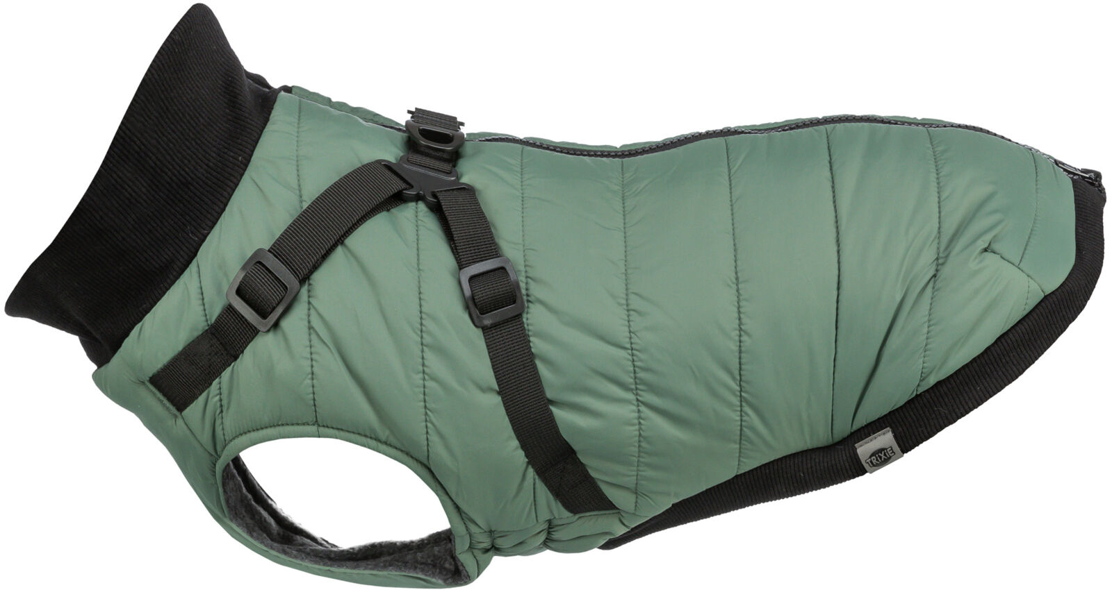 Trixie Wintermantel Pontis | Geschirr-Mantel für Hunde – warm, wasserabweisend | Farbe Salbei - Gr. XS 24 cm Rückenlänge