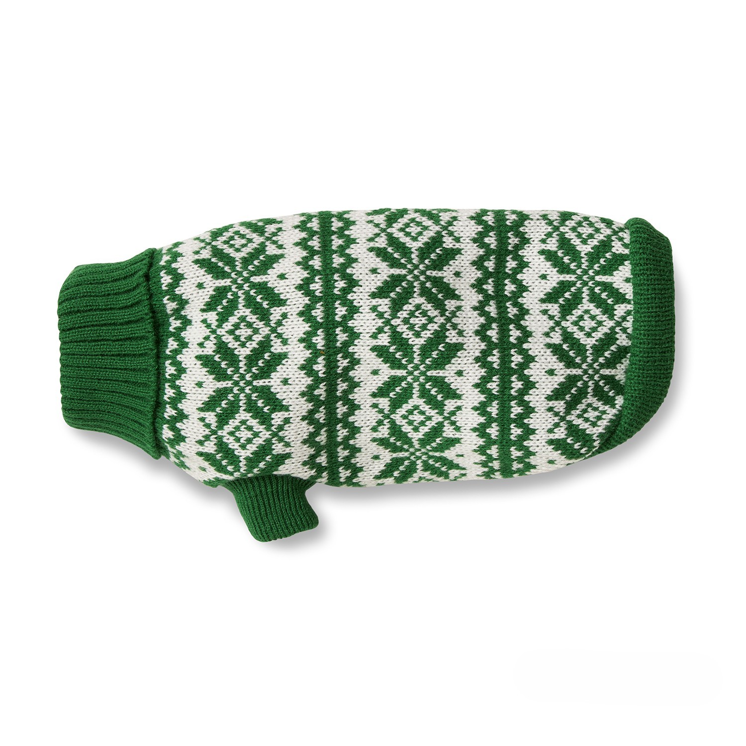 Wolters Strickpullover Thore Grün-Weiß | Hundepullover mit festlichen Strickmuster | Gr. 20 (Rückenlänge 19 - 21 cm)
