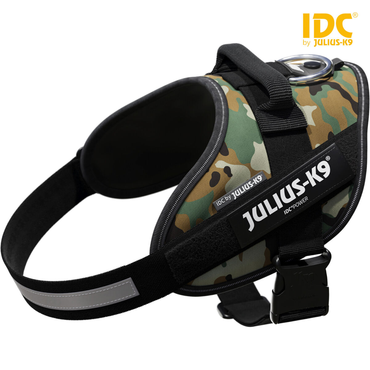 Julius-K9® IDC® Powergeschirr | Professionelles Hundegeschirr in Camouflage Gr. 1 / L (Brustumfang 66-85 cm)