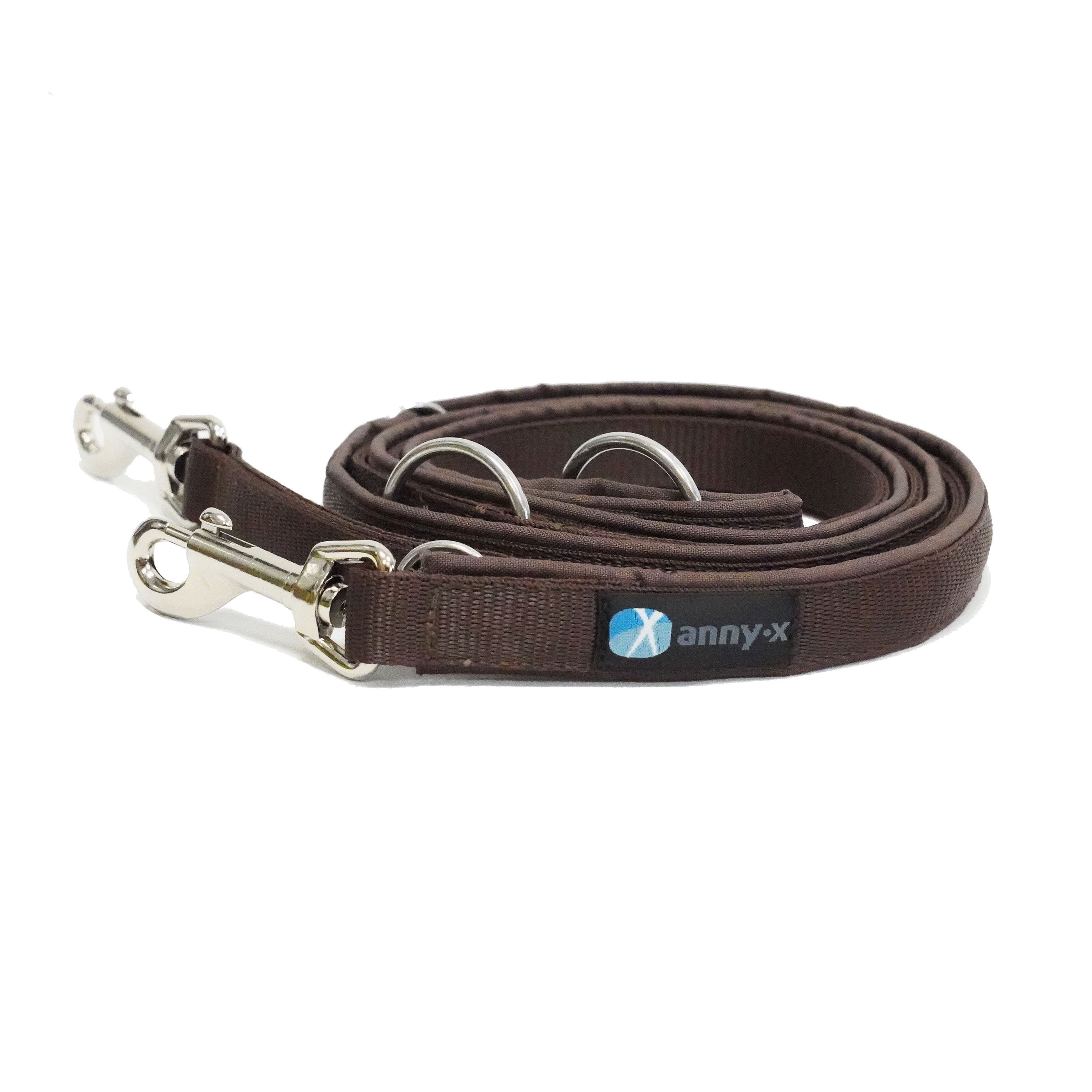 Anny·X Führleine Bolt Fun | verstellbare Hundeleine | gepolsterte Leine mit Bolzenkarabiner | Größe Classic- Farbe Braun-Braun