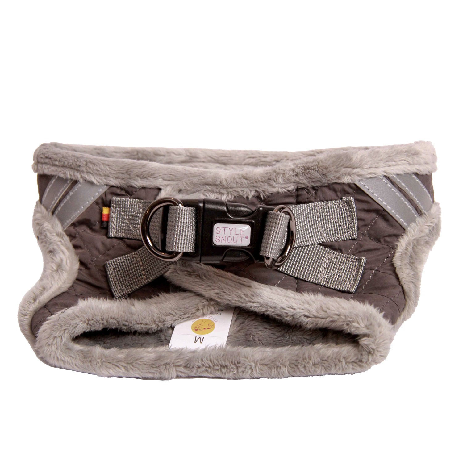 StyleSnout® Soft&Style Brustgeschirr Grau | kuscheliges Brustgeschirr mit Webpelz-Innenfutter | Gr. XS - 1,5 bis 2,5 kg