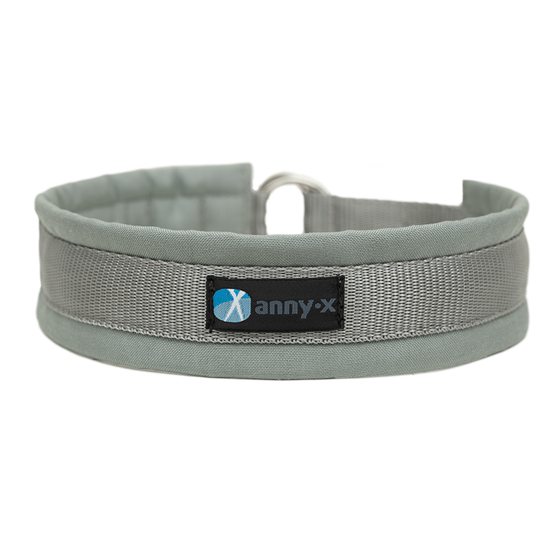 Anny·x Zugstopphalsband Fun Grau-Silber | Bequemer Sitz ohne Schliessen | Größe 2 (27-33 cm)