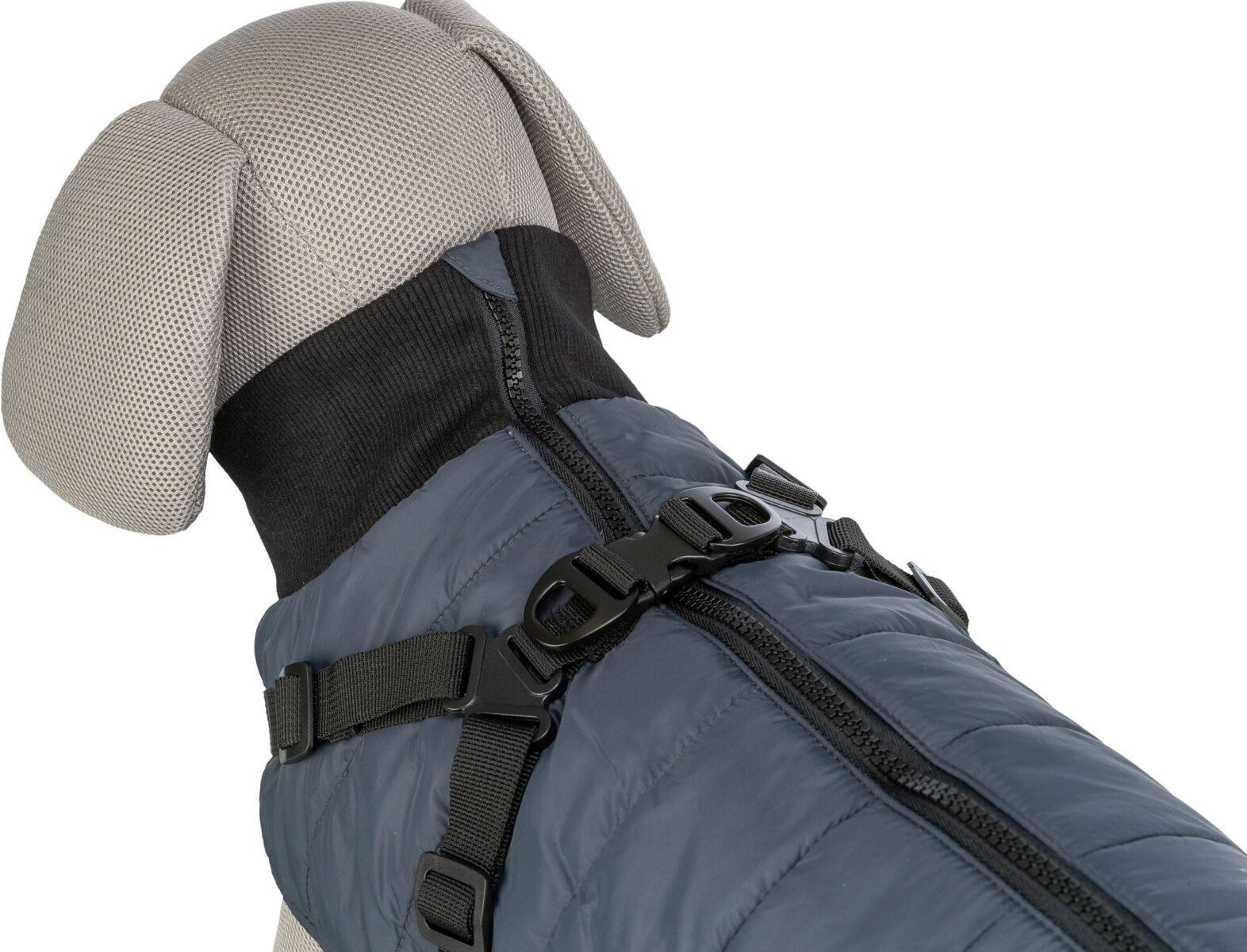 Trixie Wintermantel Pontis | Geschirr-Mantel für Hunde – warm, wasserabweisend | Farbe Blau - Gr. XS 24 cm Rückenlänge