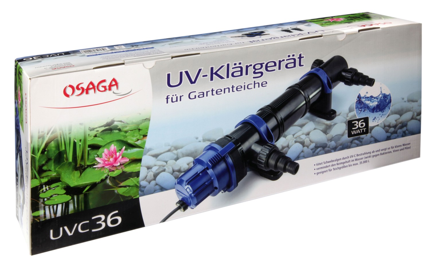 Osaga UVC-Teichklärer | Wasserklärer Vorklärgerät | Leistung 36 Watt für Teichgrößen bis 35.000 l