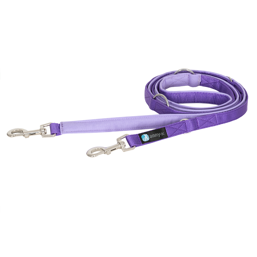Anny·X Führleine Bolt Fun Lavendel| gepolsterte Hundeleine, verstellbare Leine mit Bolzenkarabiner | Größe Classic 3 m x 2,5 cm
