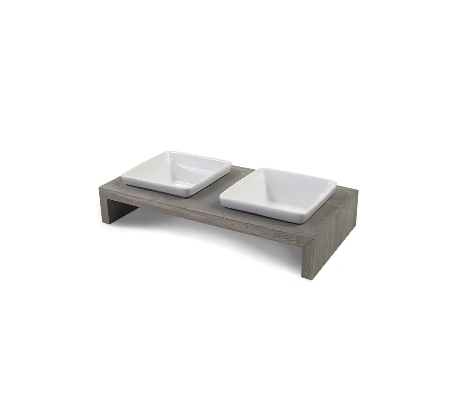 Wolters Meshidai True Doppelnapf Grau | Holzgestell mit Futterschalen aus Keramik | Größe XS - 2 x 0,2 l (30 x 15 x 7 cm)