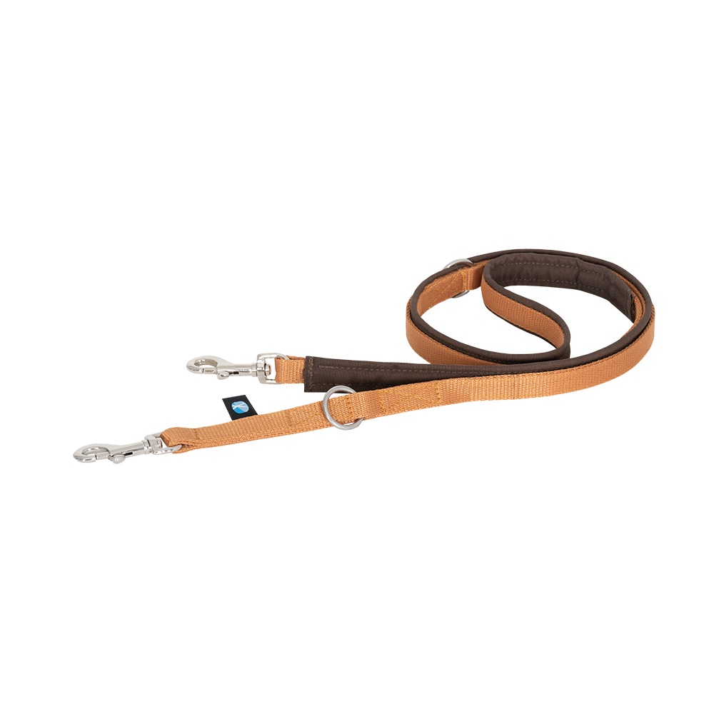 Anny·X Führleine Bolt Fun | verstellbare Hundeleine | gepolsterte Leine mit Bolzenkarabiner | Größe Middle - Farbe Braun-Bernstein
