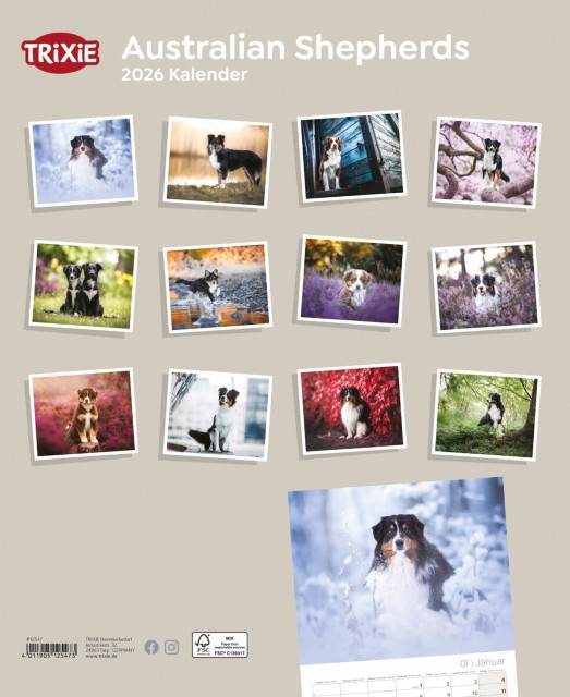 Trixie Motivkalender 2026 | Jahreskalender mit verschiedenen Motive und Themen |  Kalender Australian Shepherd