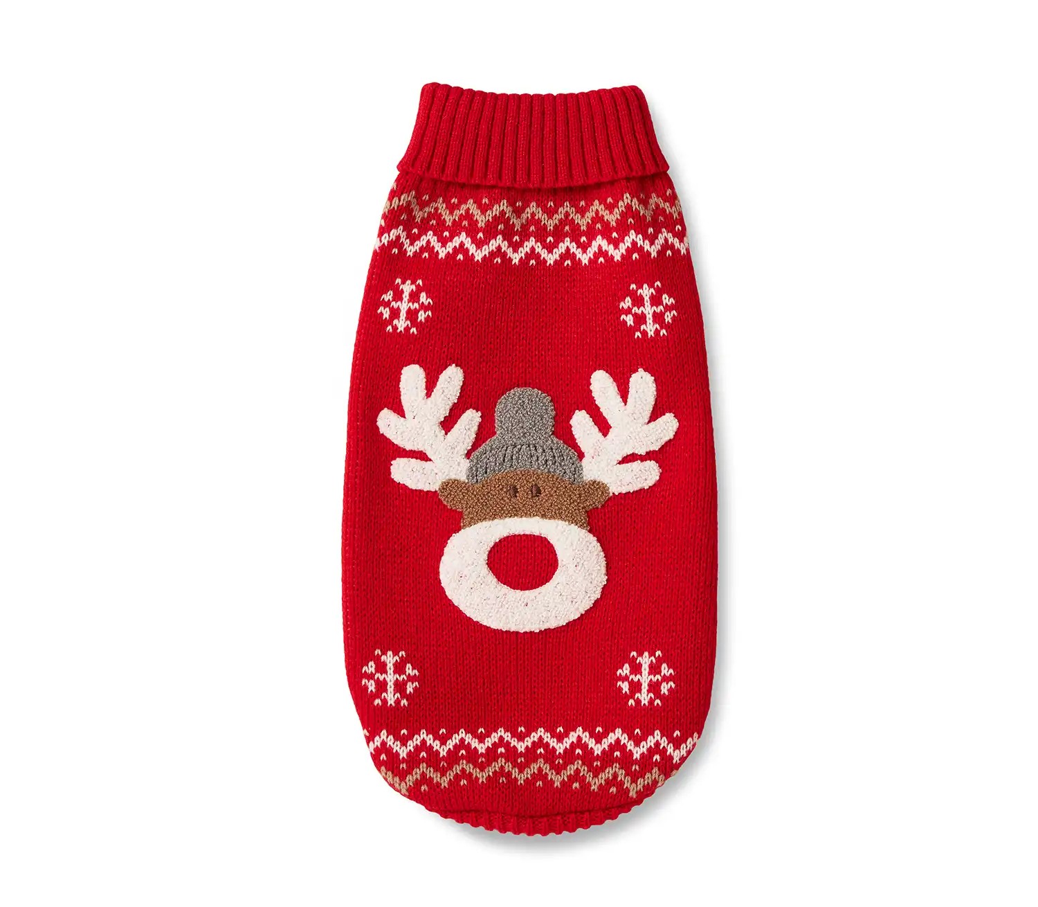 WOLTERS Strickpullover Rudi | Weihnachtlicher Hundepullover mit Rentiermotiv | Gr. 20 (Rückenlänge 19 - 21 cm)