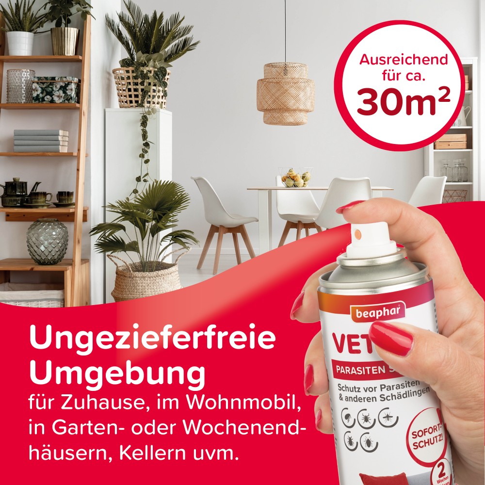 Beaphar VETOplus Parasiten Spray | Sofortschutz gegen Ungeziefer | Spraydose 400 ml